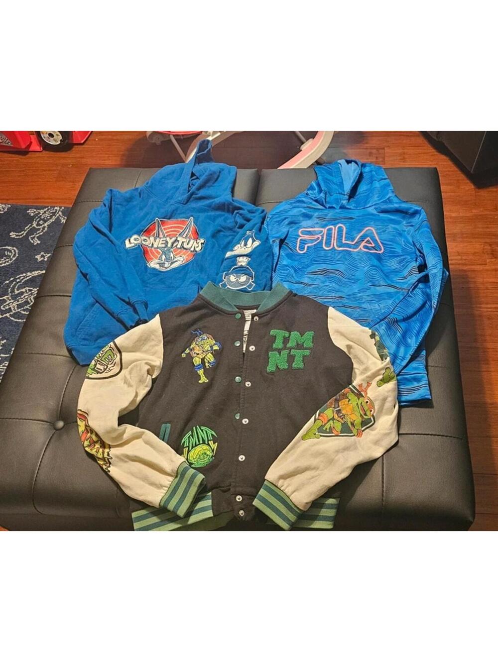 Boys large 10 12 hoodies jacket euc looney toons fila tmnt ninja turtles